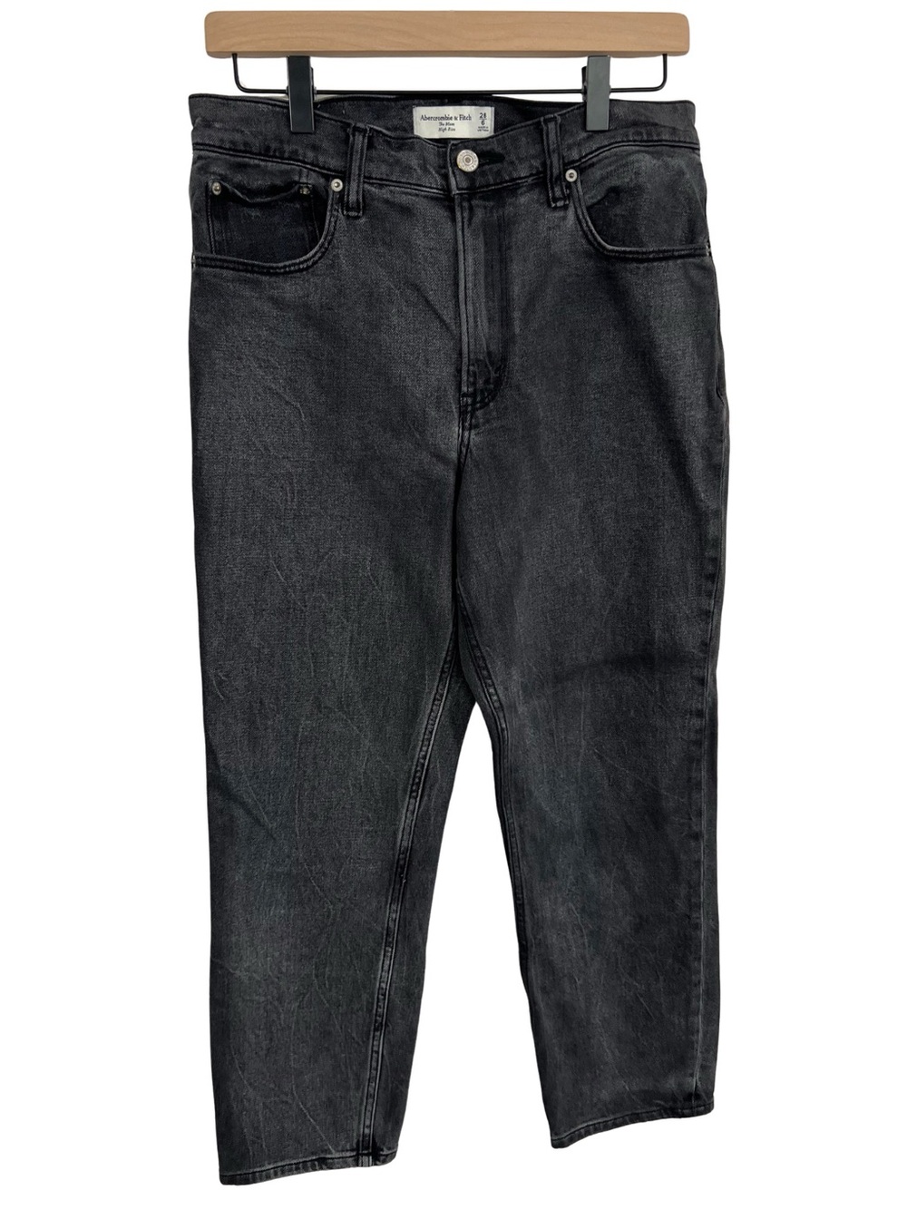 Abercrombie & Fitch High Rise Mom Jeans Women’s 28/6 Black Straight Denim